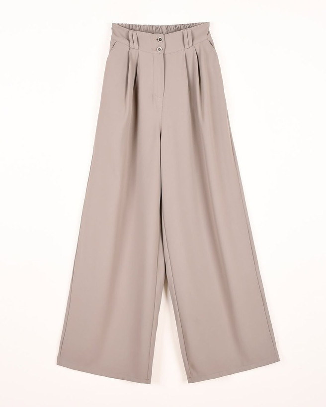 شلوار نیم بگ راسته کرپ باربی؛ ریزشی و شیک، مناسب بیرونپوش؛ جیبدار